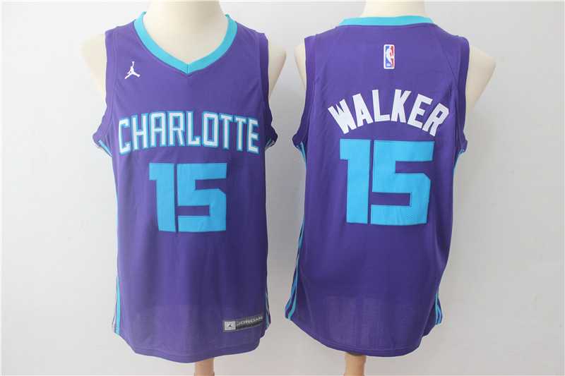 Nike Hornets #15 Kemba Walker Purple Swingman Stitched NBA Jersey